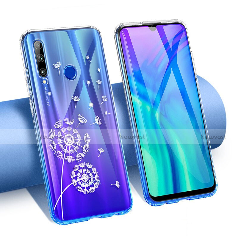 Ultra-thin Transparent Flowers Soft Case Cover T02 for Huawei P Smart+ Plus (2019) Blue