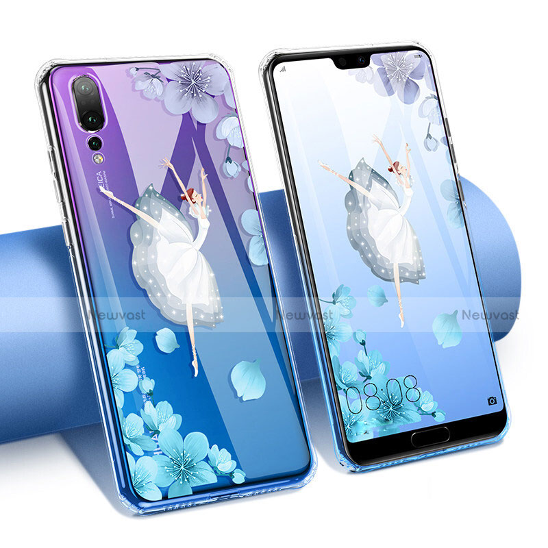 Ultra-thin Transparent Flowers Soft Case Cover T02 for Huawei P20 Pro