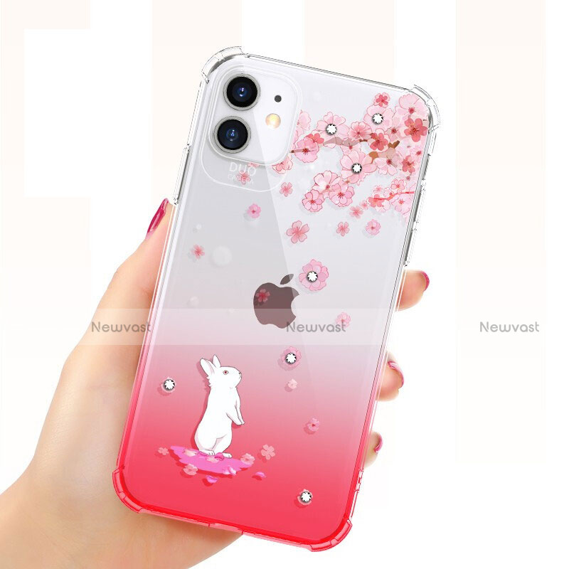 Ultra-thin Transparent Flowers Soft Case Cover T03 for Apple iPhone 11