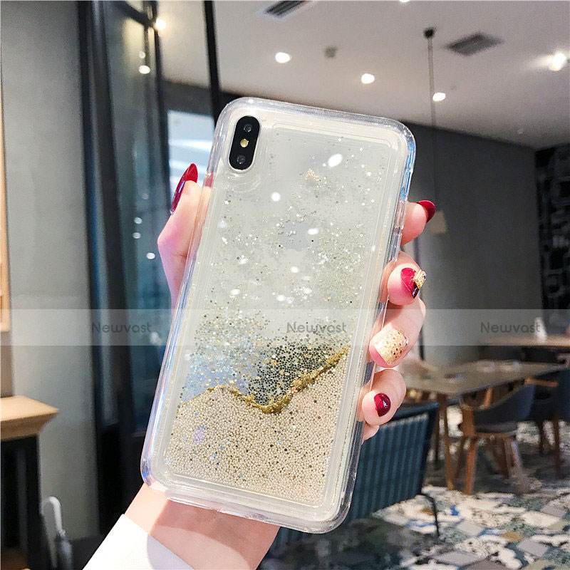 Ultra-thin Transparent Flowers Soft Case Cover T03 for Apple iPhone XR Gold