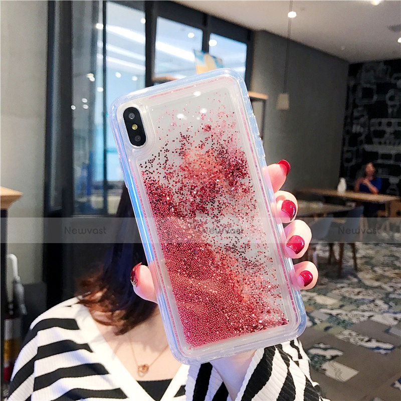 Ultra-thin Transparent Flowers Soft Case Cover T03 for Apple iPhone Xs Max Red