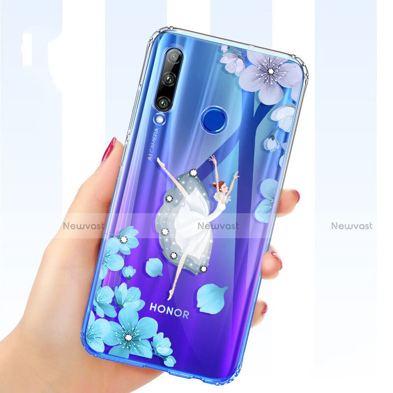 Ultra-thin Transparent Flowers Soft Case Cover T03 for Huawei Honor 20i White