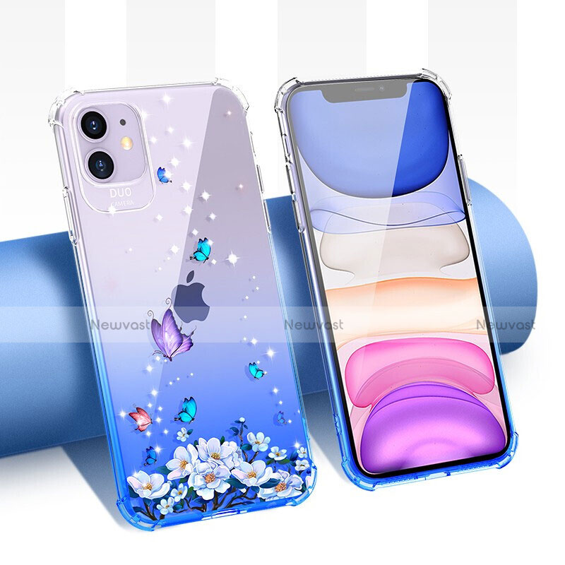 Ultra-thin Transparent Flowers Soft Case Cover T04 for Apple iPhone 11