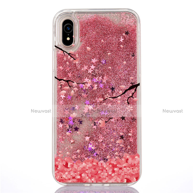 Ultra-thin Transparent Flowers Soft Case Cover T04 for Apple iPhone XR Red