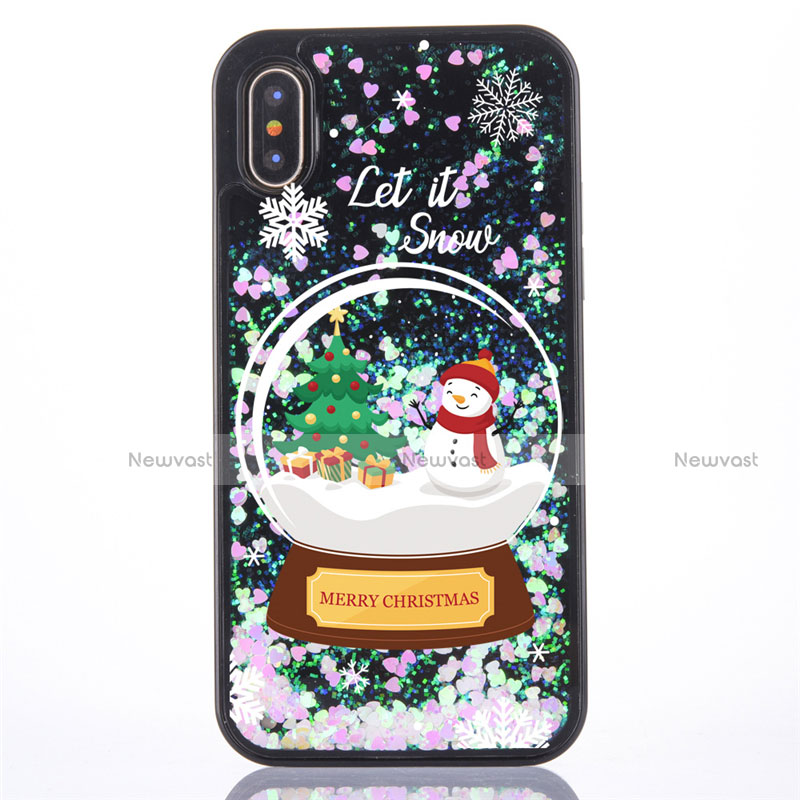 Ultra-thin Transparent Flowers Soft Case Cover T05 for Apple iPhone Xs Black