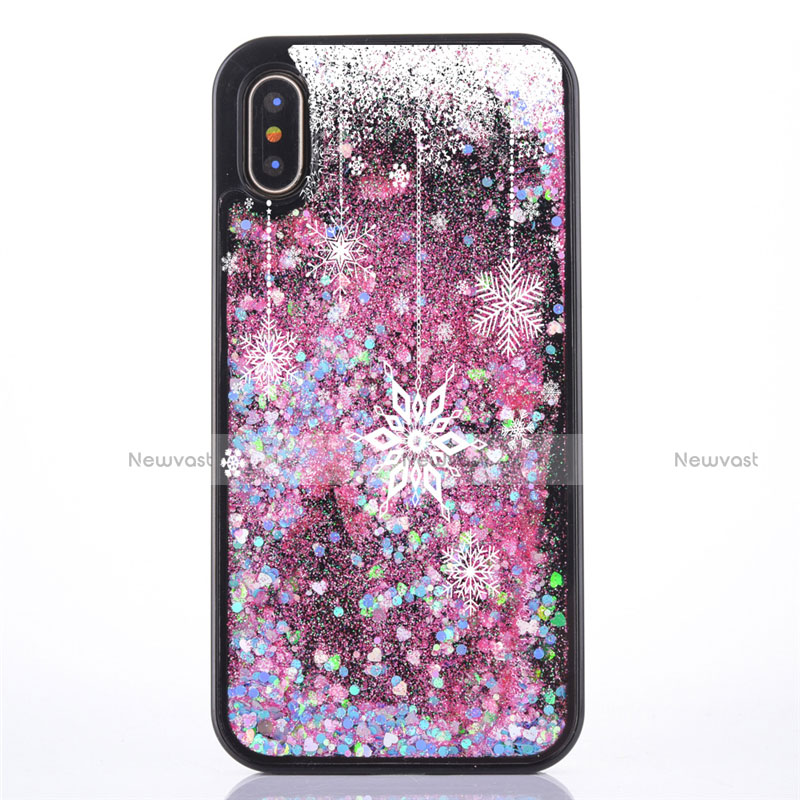 Ultra-thin Transparent Flowers Soft Case Cover T07 for Apple iPhone Xs Max Rose Gold