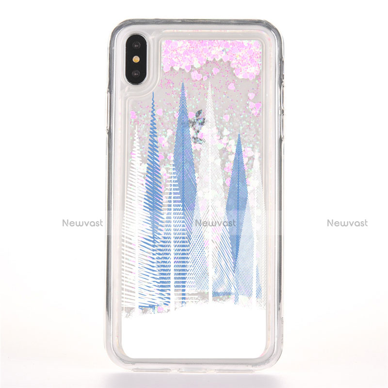 Ultra-thin Transparent Flowers Soft Case Cover T08 for Apple iPhone X Blue