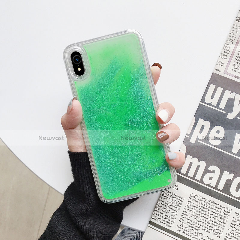 Ultra-thin Transparent Flowers Soft Case Cover T12 for Apple iPhone XR Green