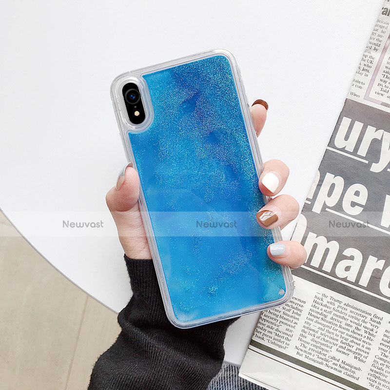 Ultra-thin Transparent Flowers Soft Case Cover T12 for Apple iPhone XR Sky Blue