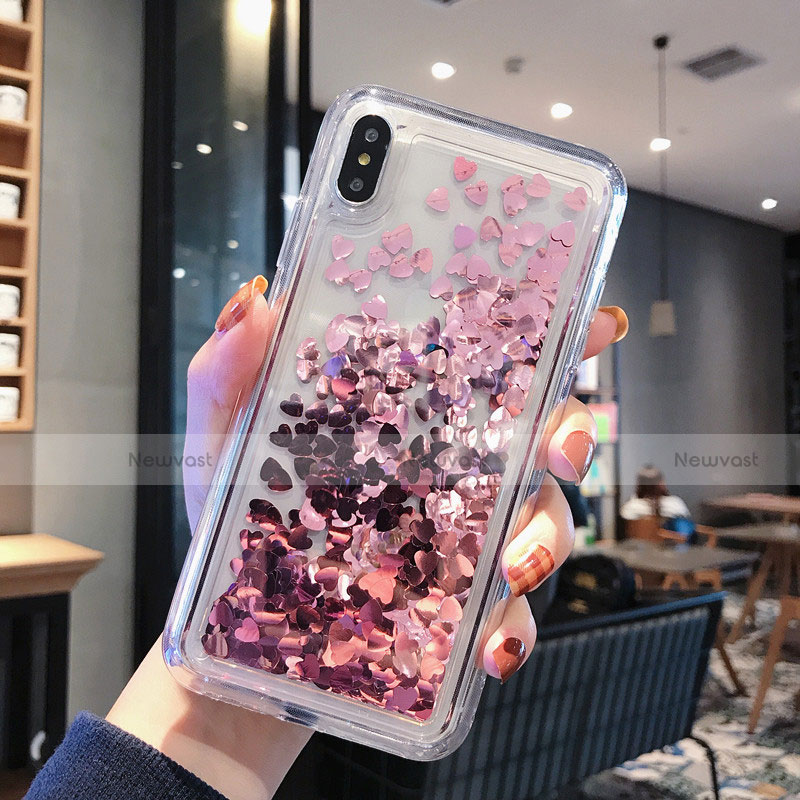 Ultra-thin Transparent Flowers Soft Case Cover T14 for Apple iPhone Xs Rose Gold