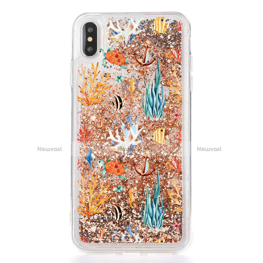 Ultra-thin Transparent Flowers Soft Case Cover T17 for Apple iPhone X Gold