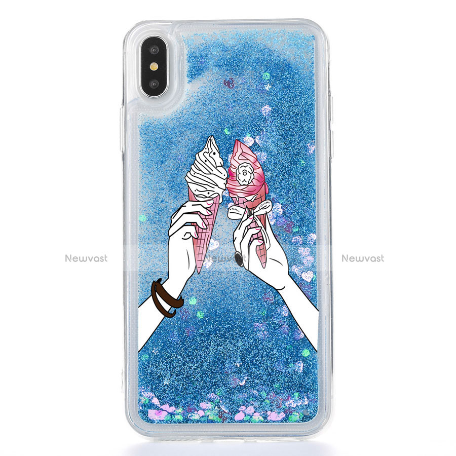 Ultra-thin Transparent Flowers Soft Case Cover T20 for Apple iPhone X Blue