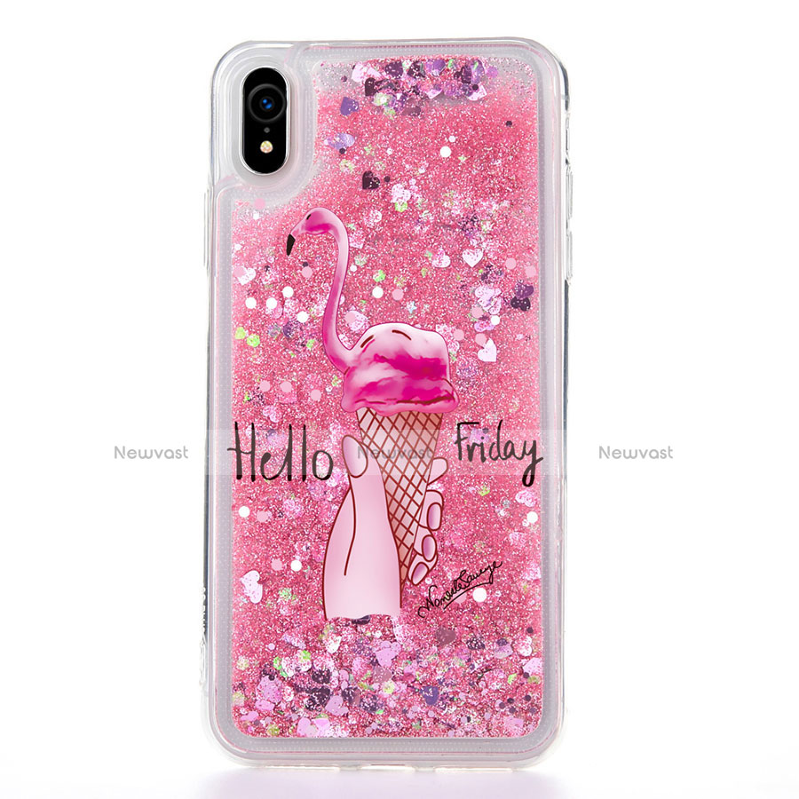 Ultra-thin Transparent Flowers Soft Case Cover T20 for Apple iPhone XR Hot Pink