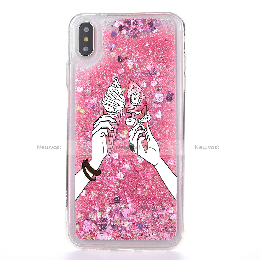 Ultra-thin Transparent Flowers Soft Case Cover T20 for Apple iPhone Xs Red
