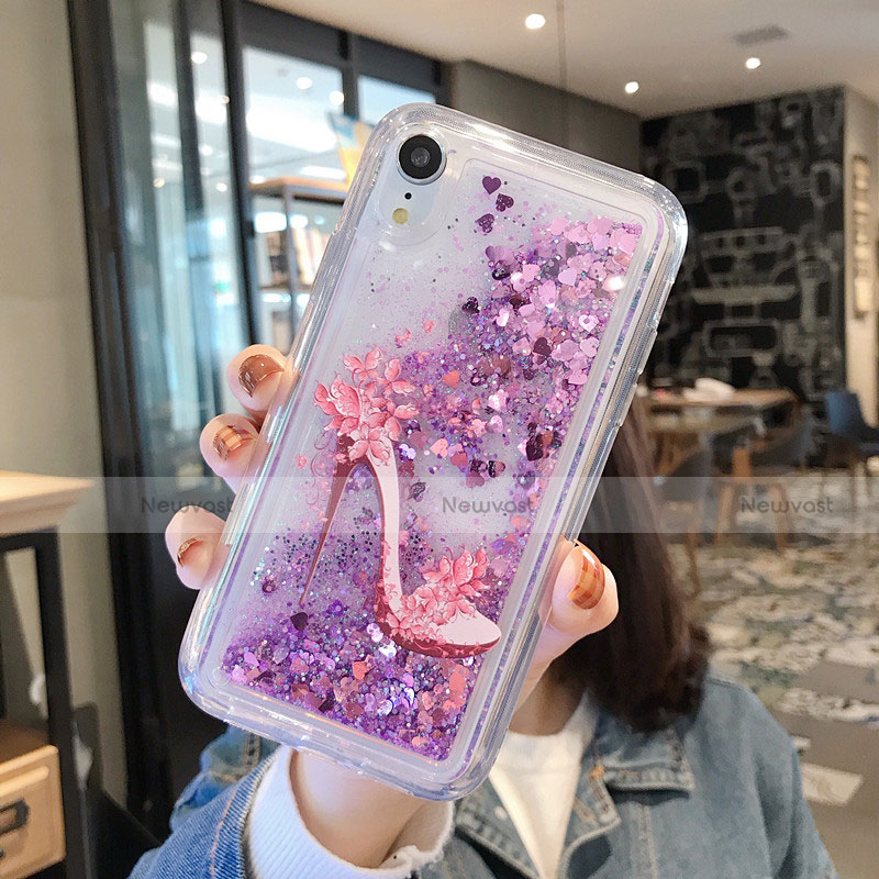 Ultra-thin Transparent Flowers Soft Case Cover T21 for Apple iPhone XR Purple