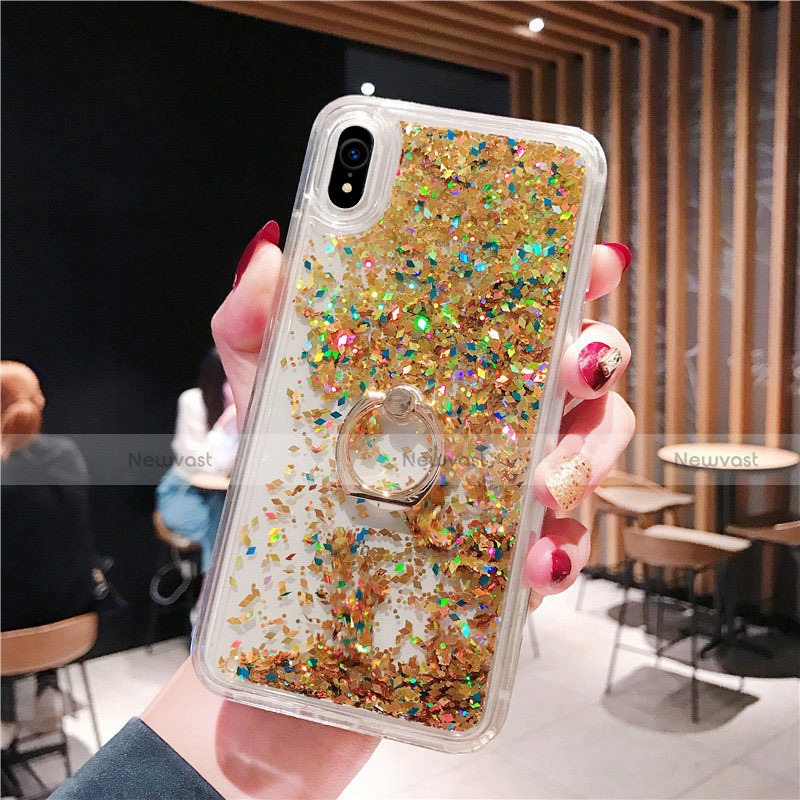 Ultra-thin Transparent Flowers Soft Case Cover T25 for Apple iPhone XR Gold