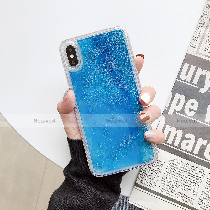Ultra-thin Transparent Flowers Soft Case Cover Z03 for Apple iPhone Xs Sky Blue