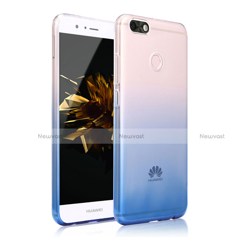 Ultra-thin Transparent Gel Gradient Soft Case Cover for Huawei Enjoy 7 Blue