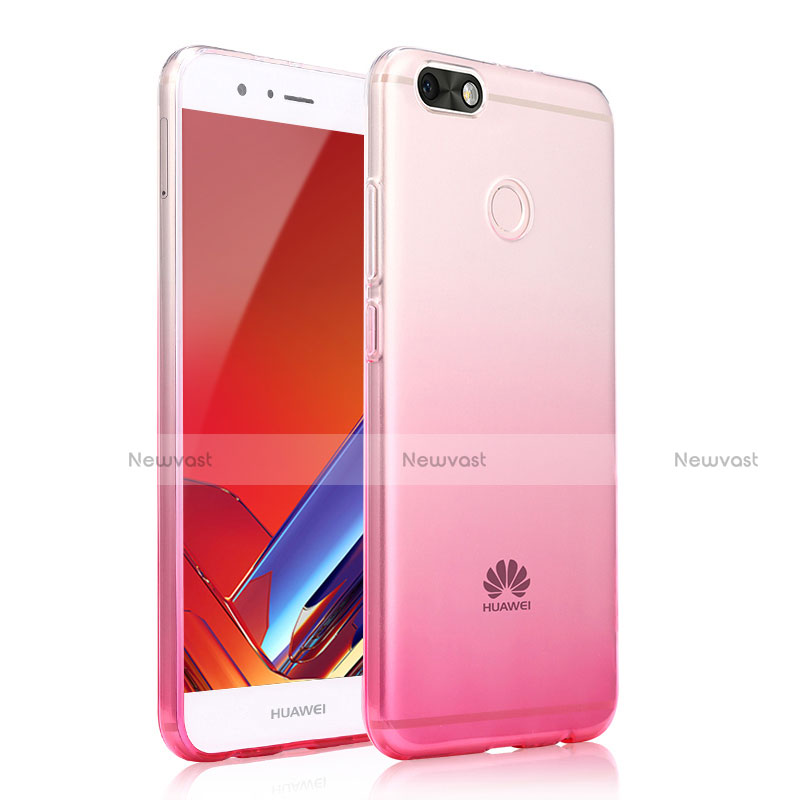 Ultra-thin Transparent Gel Gradient Soft Case Cover for Huawei P9 Lite Mini Pink