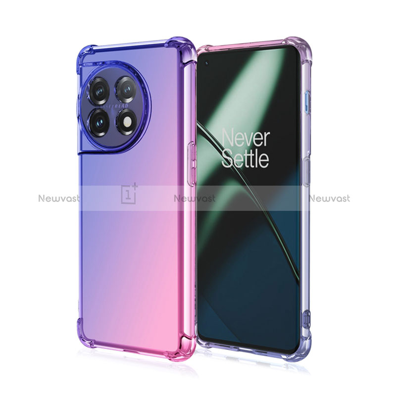 Ultra-thin Transparent Gel Gradient Soft Case Cover for OnePlus 11 5G Clove Purple