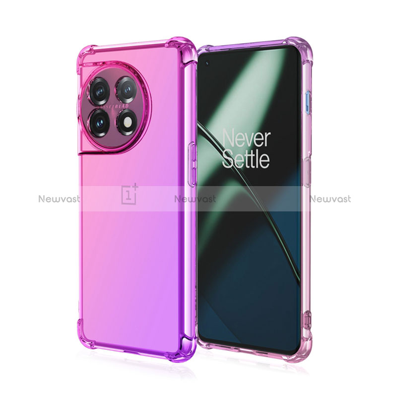Ultra-thin Transparent Gel Gradient Soft Case Cover for OnePlus 11 5G Hot Pink