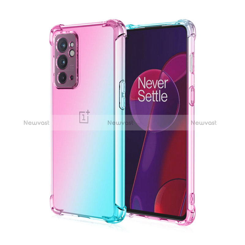 Ultra-thin Transparent Gel Gradient Soft Case Cover for OnePlus 9RT 5G Cyan