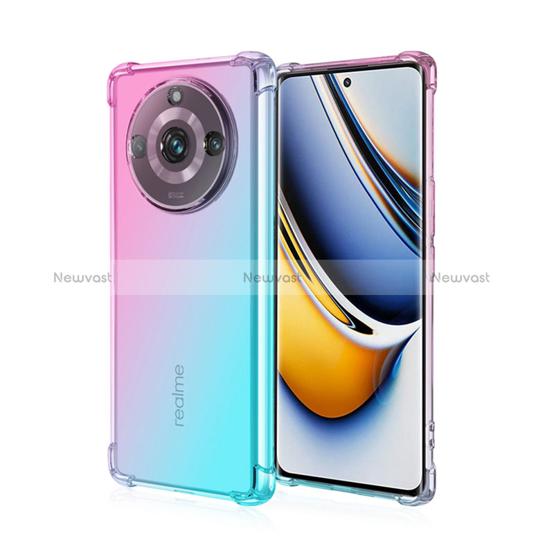 Ultra-thin Transparent Gel Gradient Soft Case Cover for Realme 11 Pro 5G Cyan