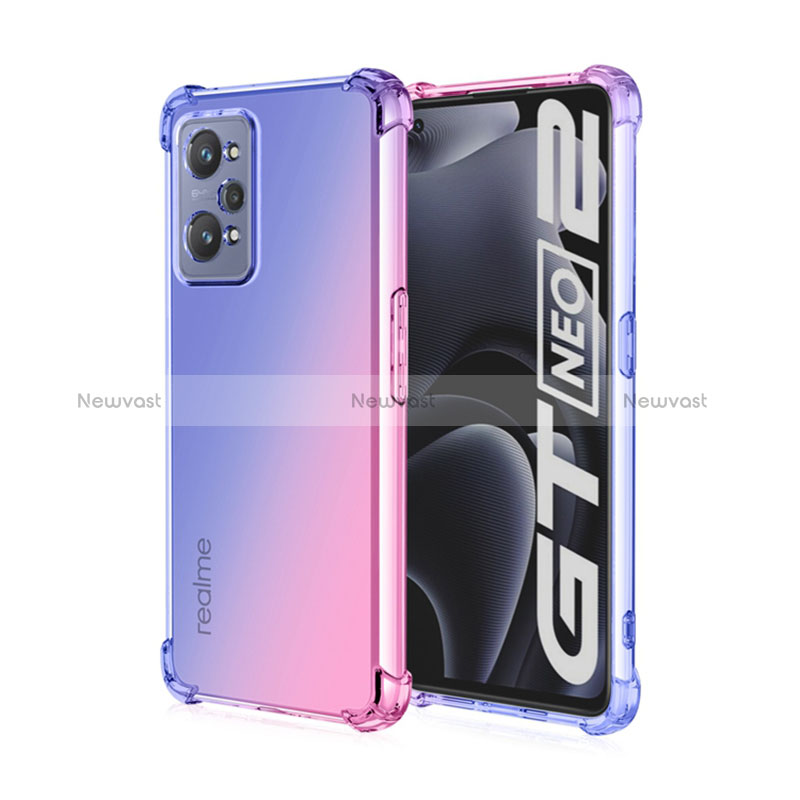 Ultra-thin Transparent Gel Gradient Soft Case Cover for Realme GT Neo 3T 5G Blue