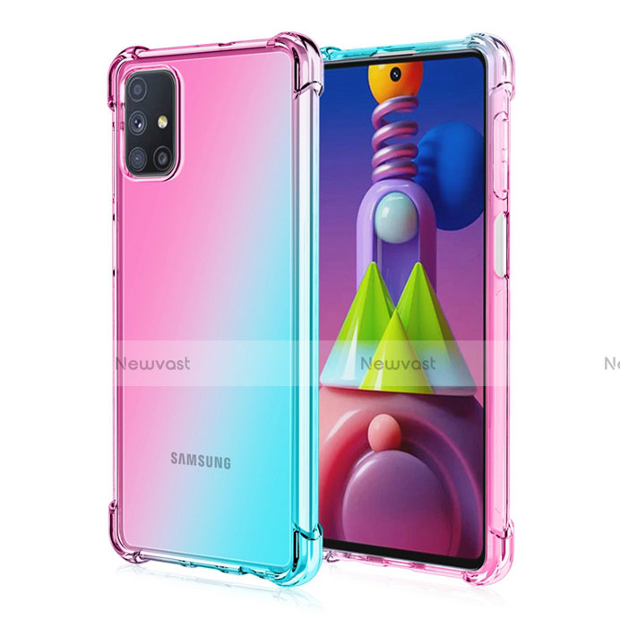Ultra-thin Transparent Gel Gradient Soft Case Cover for Samsung Galaxy M51 Cyan