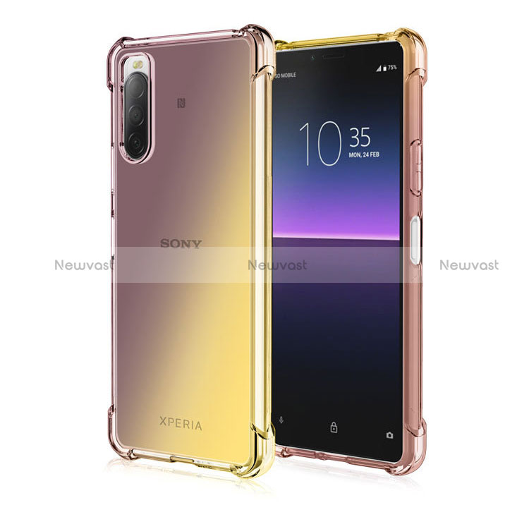 Ultra-thin Transparent Gel Gradient Soft Case Cover for Sony Xperia 10 II Gold