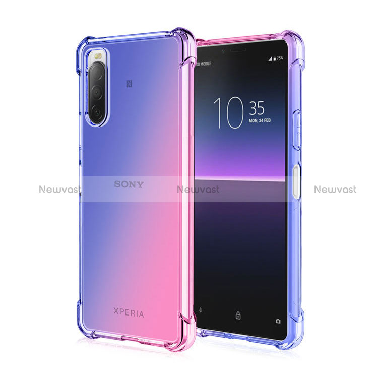 Ultra-thin Transparent Gel Gradient Soft Case Cover for Sony Xperia 10 II Pink