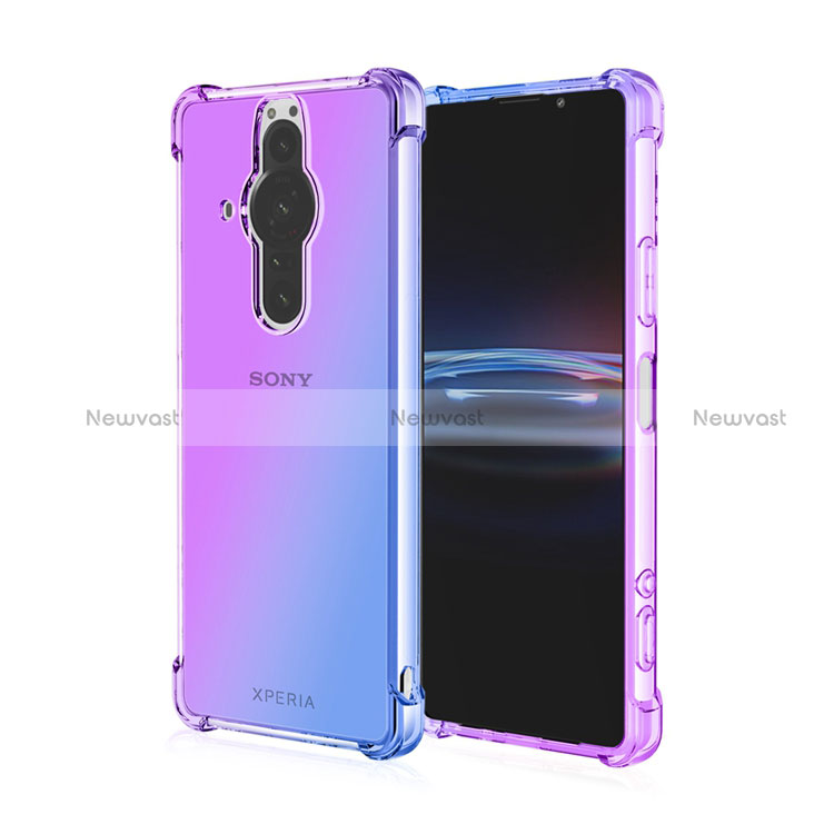 Ultra-thin Transparent Gel Gradient Soft Case Cover for Sony Xperia PRO-I Blue