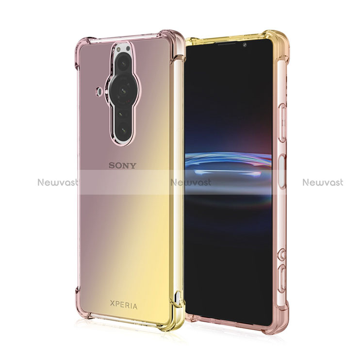 Ultra-thin Transparent Gel Gradient Soft Case Cover for Sony Xperia PRO-I Gold