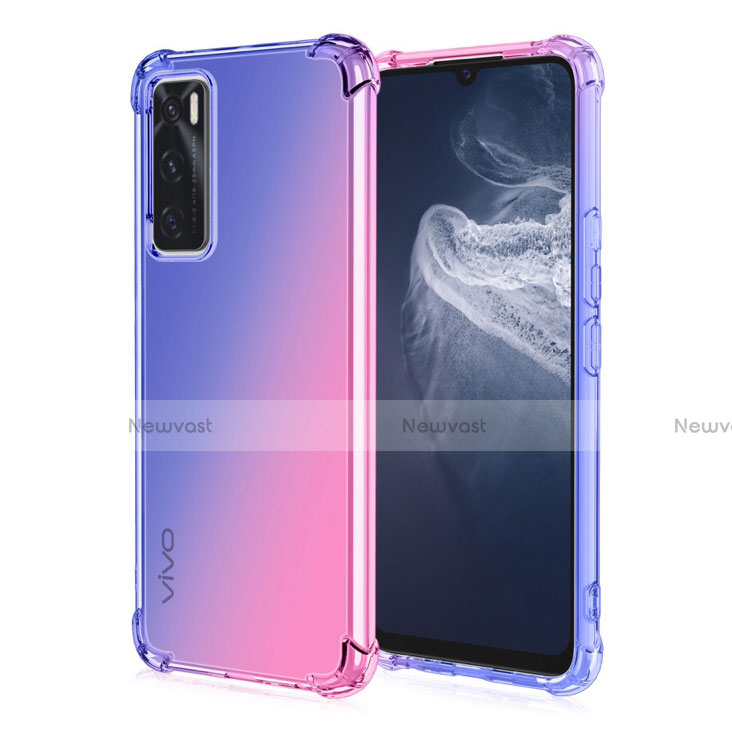 Ultra-thin Transparent Gel Gradient Soft Case Cover for Vivo V20 SE Blue