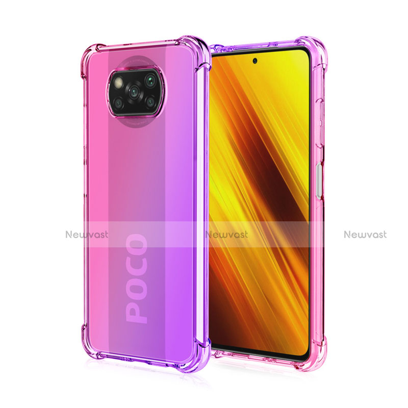 Ultra-thin Transparent Gel Gradient Soft Case Cover for Xiaomi Poco X3 NFC Clove Purple