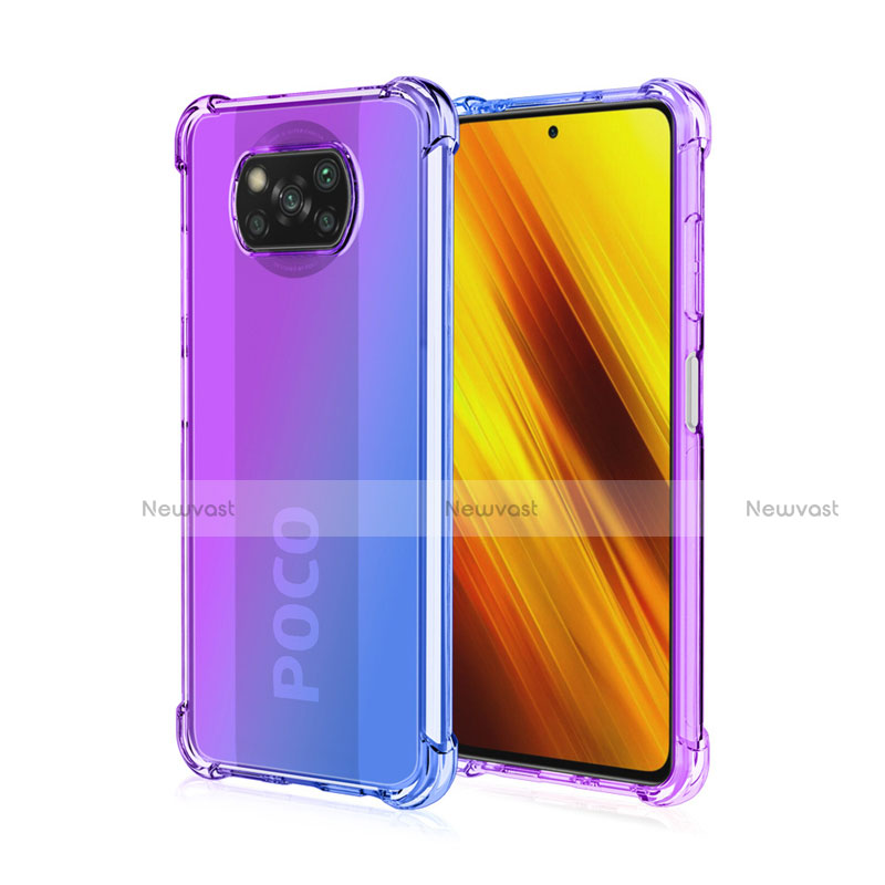 Ultra-thin Transparent Gel Gradient Soft Case Cover for Xiaomi Poco X3 NFC Purple
