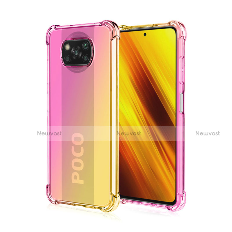 Ultra-thin Transparent Gel Gradient Soft Case Cover for Xiaomi Poco X3 Pink