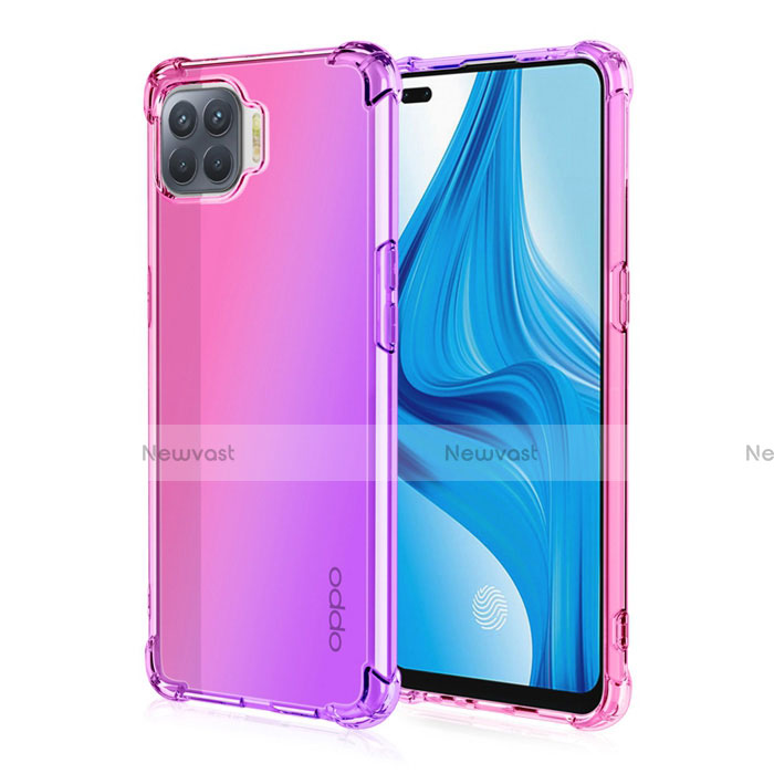 Ultra-thin Transparent Gel Gradient Soft Case Cover G01 for Oppo F17 Pro Pink