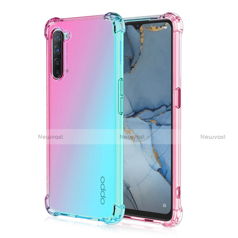 Ultra-thin Transparent Gel Gradient Soft Case Cover G01 for Oppo Find X2 Lite Cyan