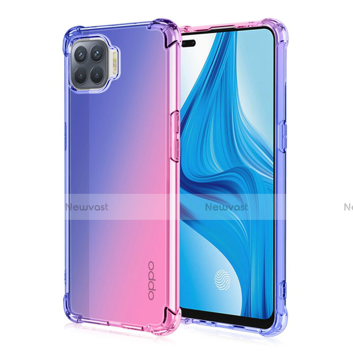 Ultra-thin Transparent Gel Gradient Soft Case Cover G01 for Oppo Reno4 F Blue