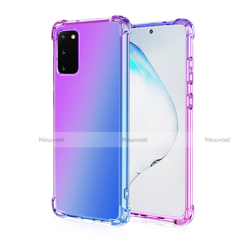 Ultra-thin Transparent Gel Gradient Soft Case Cover G01 for Samsung Galaxy S20 5G Purple