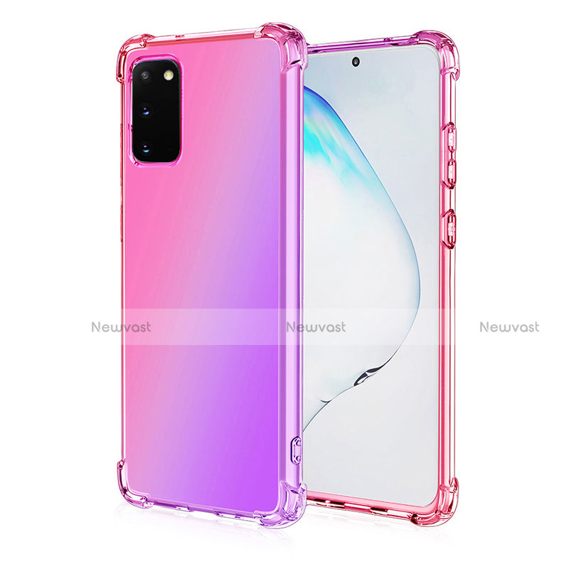 Ultra-thin Transparent Gel Gradient Soft Case Cover G01 for Samsung Galaxy S20 5G Rose Gold