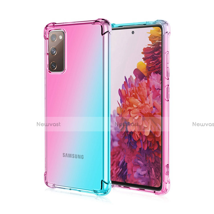 Ultra-thin Transparent Gel Gradient Soft Case Cover G01 for Samsung Galaxy S20 Lite 5G Cyan