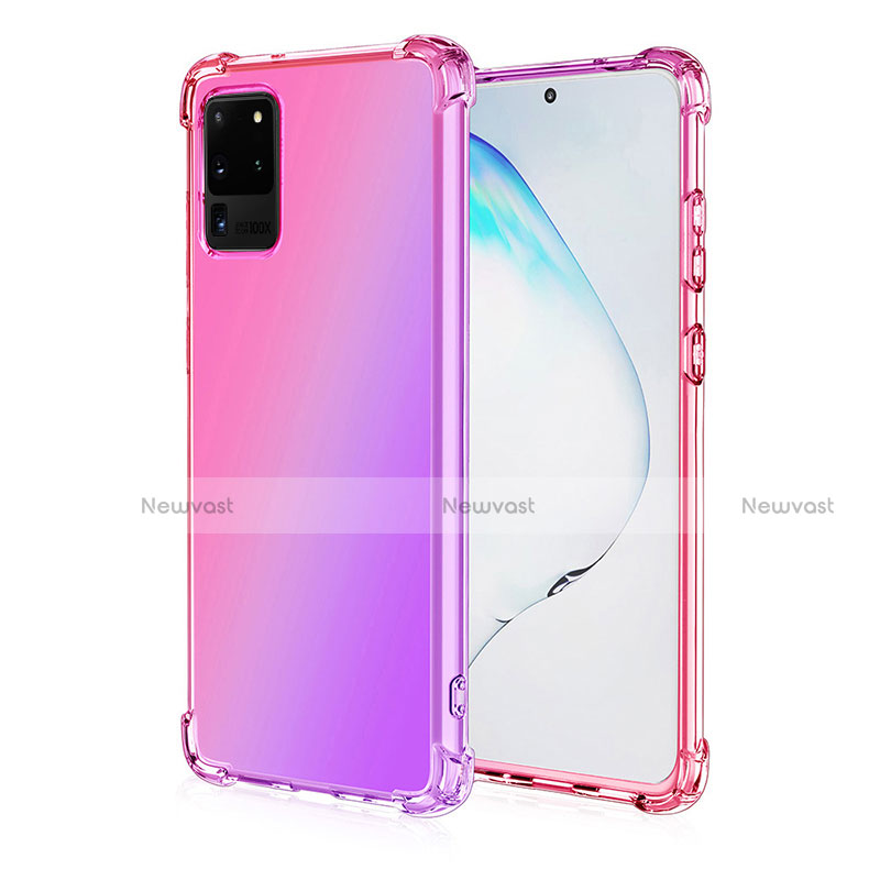 Ultra-thin Transparent Gel Gradient Soft Case Cover G01 for Samsung Galaxy S20 Ultra 5G Rose Gold