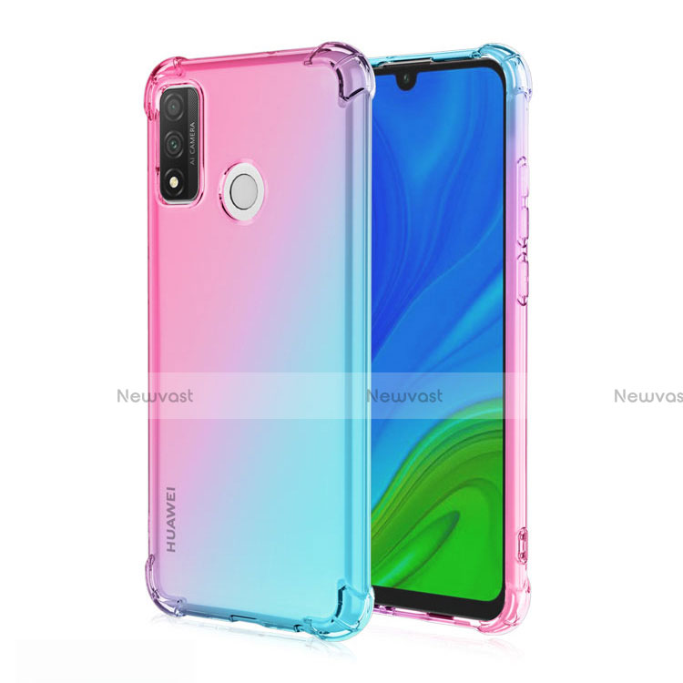 Ultra-thin Transparent Gel Gradient Soft Case Cover H01 for Huawei P Smart (2020) Cyan