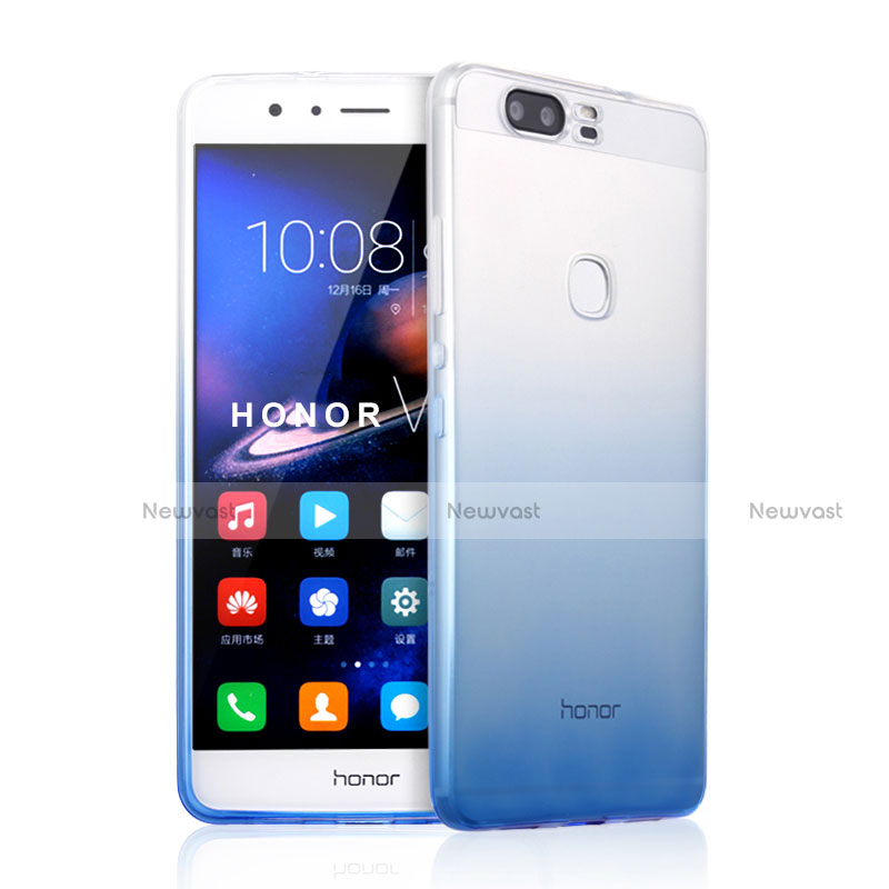 Ultra-thin Transparent Gel Gradient Soft Case for Huawei Honor V8 Blue