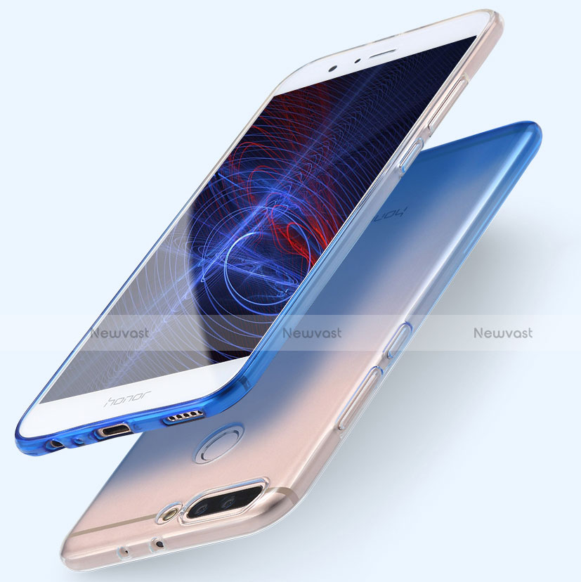 Ultra-thin Transparent Gel Gradient Soft Case for Huawei Honor V9 Blue