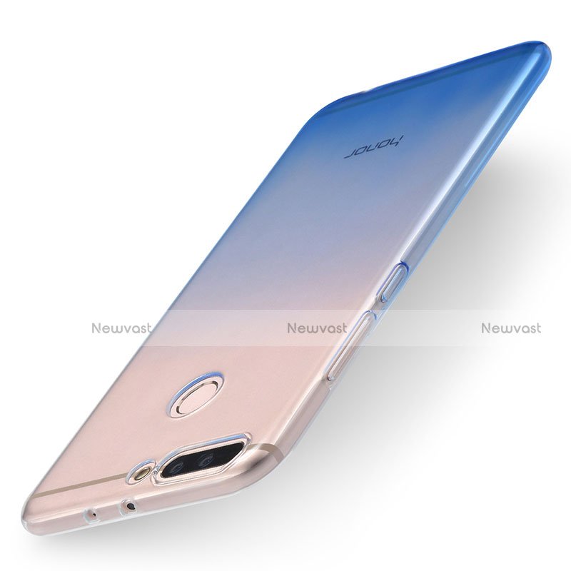 Ultra-thin Transparent Gel Gradient Soft Case for Huawei Honor V9 Blue