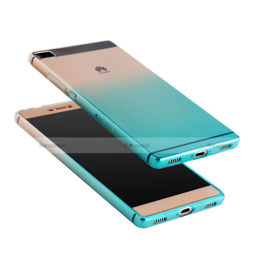Ultra-thin Transparent Gel Gradient Soft Case for Huawei P8 Blue
