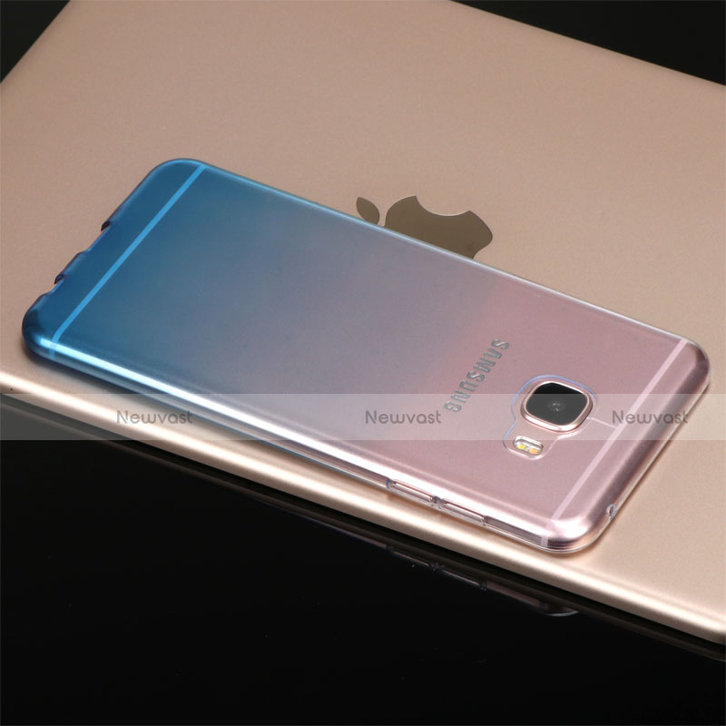 Ultra-thin Transparent Gel Gradient Soft Case G01 for Samsung Galaxy C7 SM-C7000 Blue